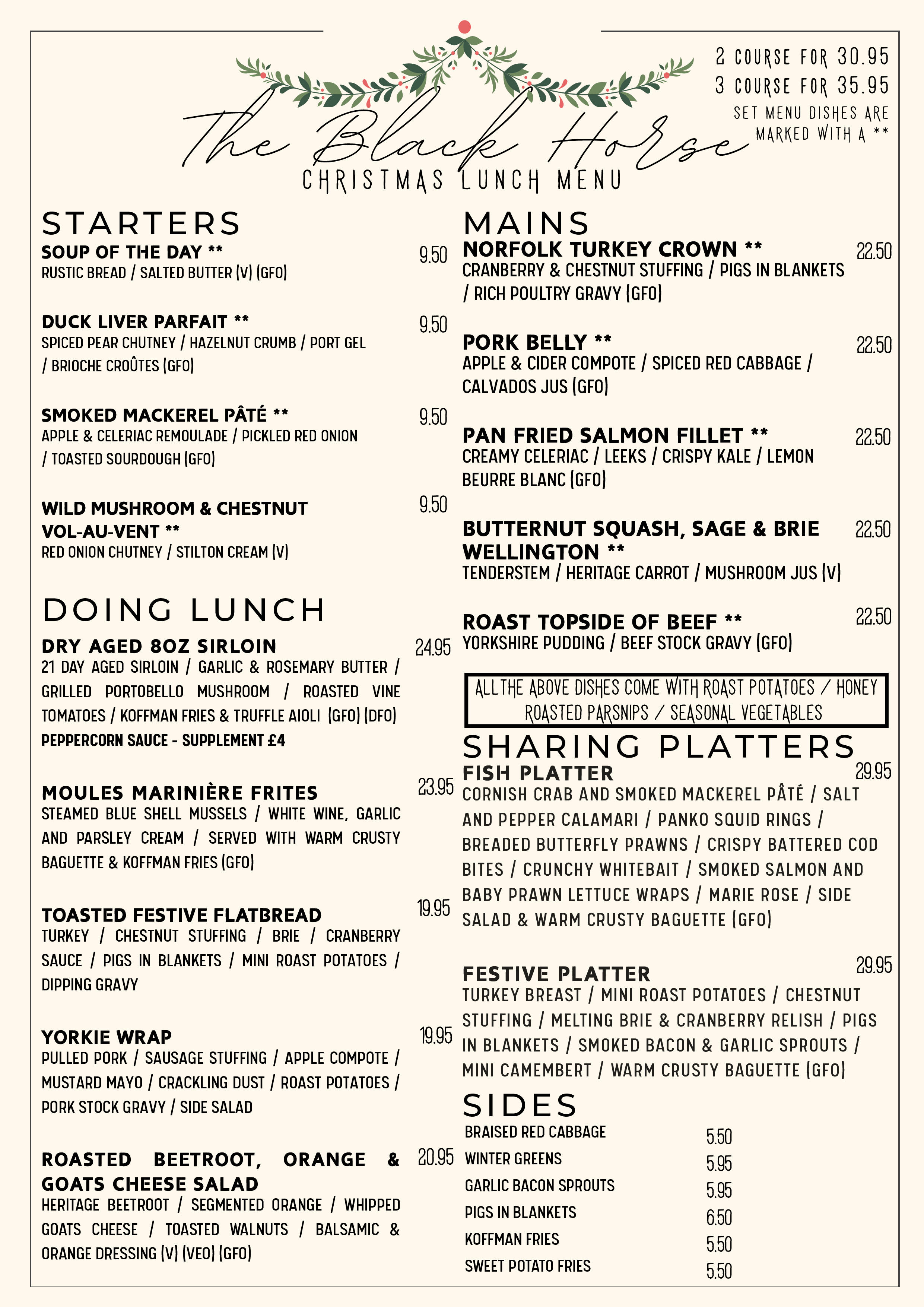 christmas lunch menu