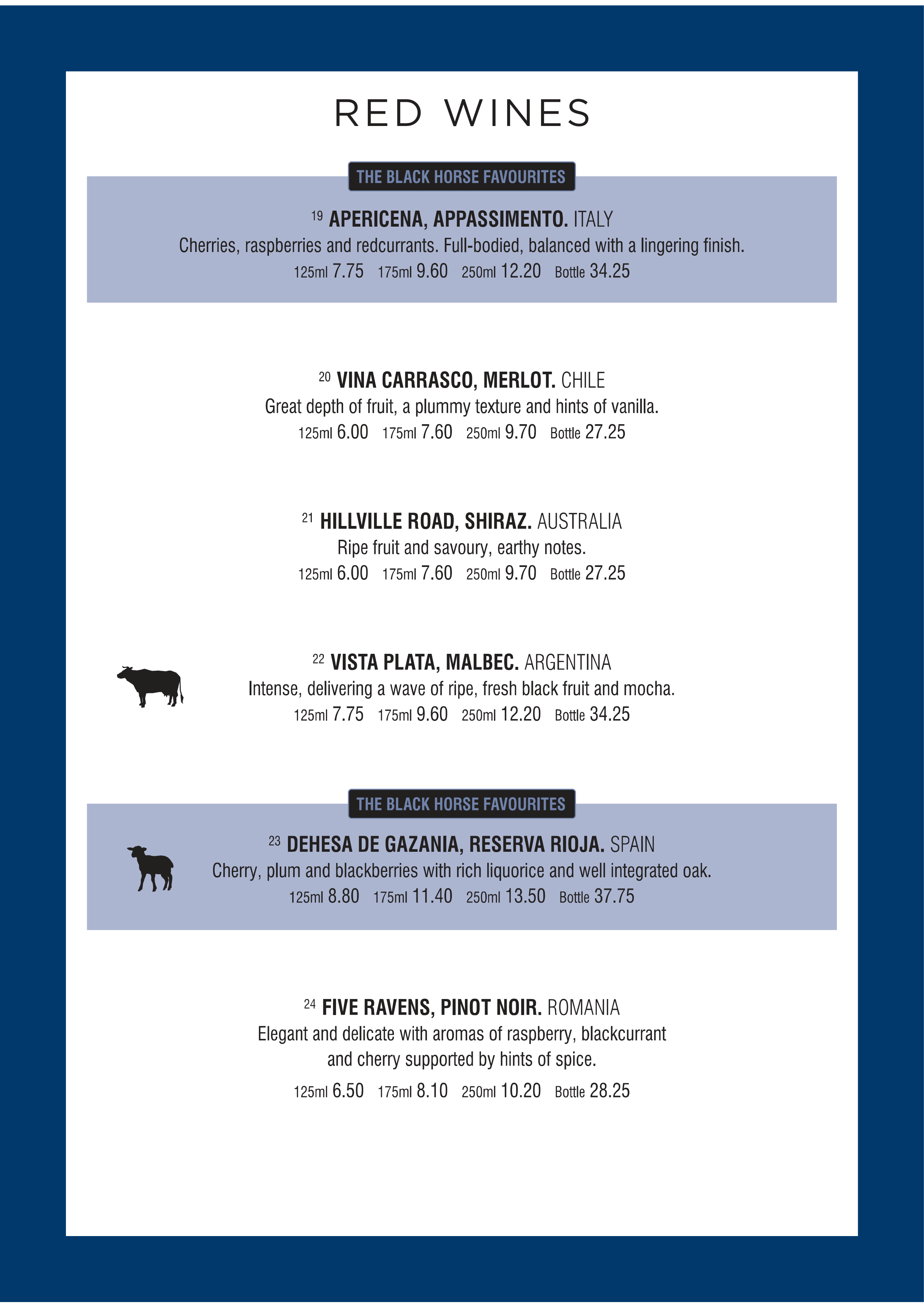 wine menu