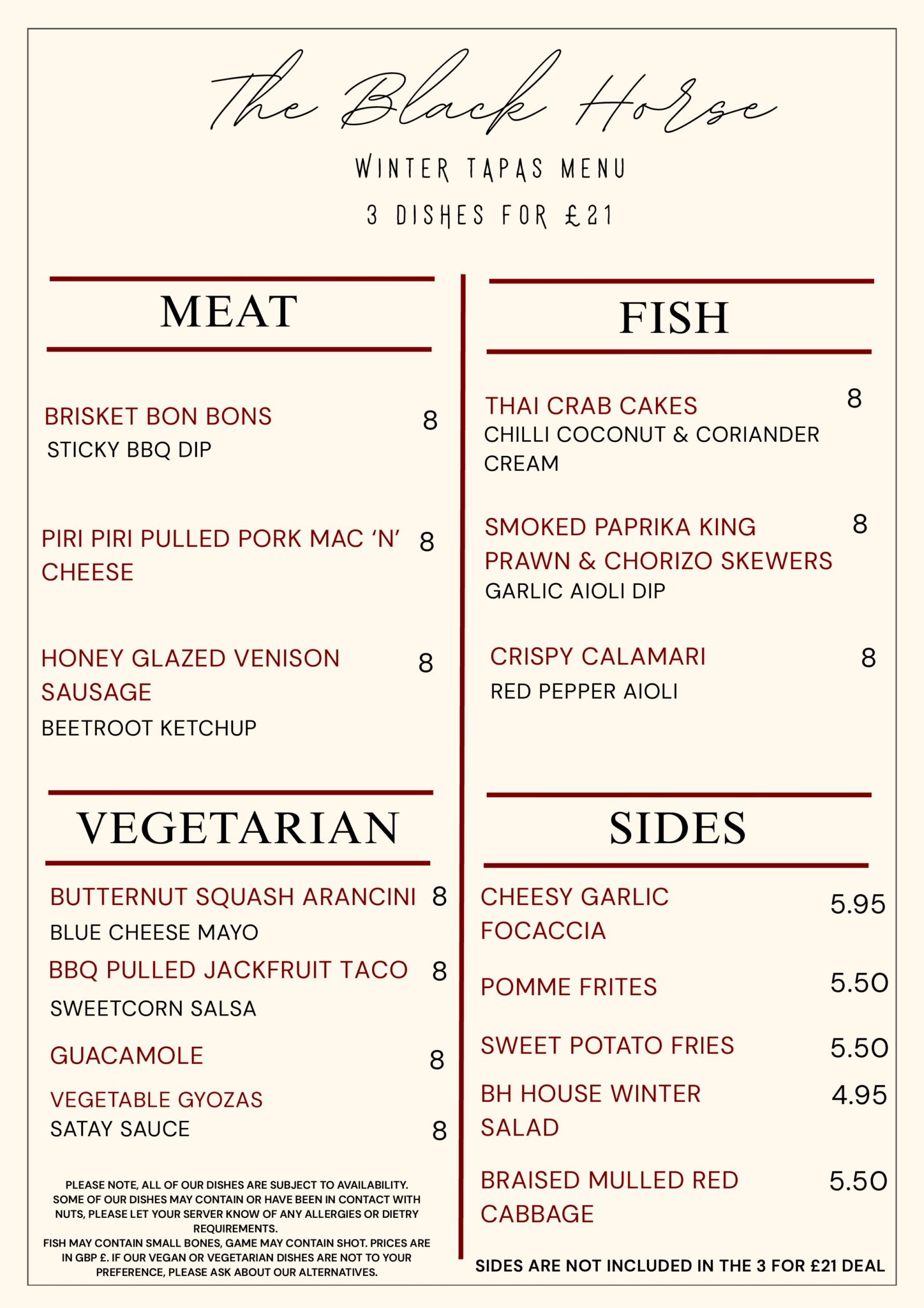 Small Plates - Tapas Style | The Black Horse Market Bosworth